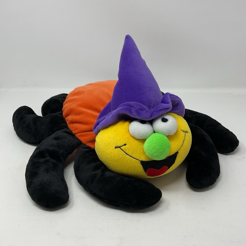 Good Stuff Halloween Spider Plush Stuffed‎ Animal Toy Orange Purple Hat Yellow
